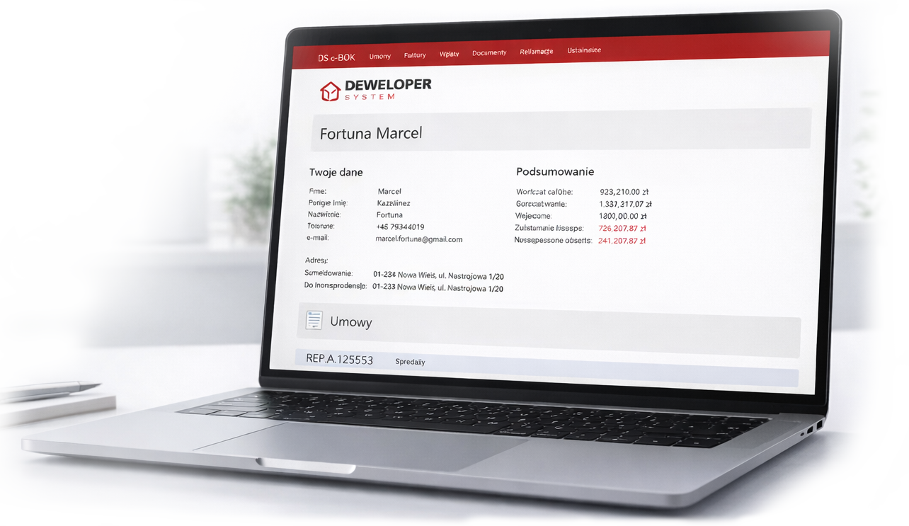 Deweloper System Konto klienta